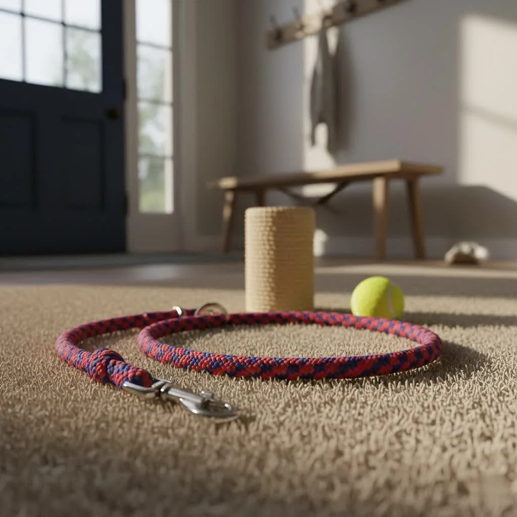 Dog walking with an expandable leash