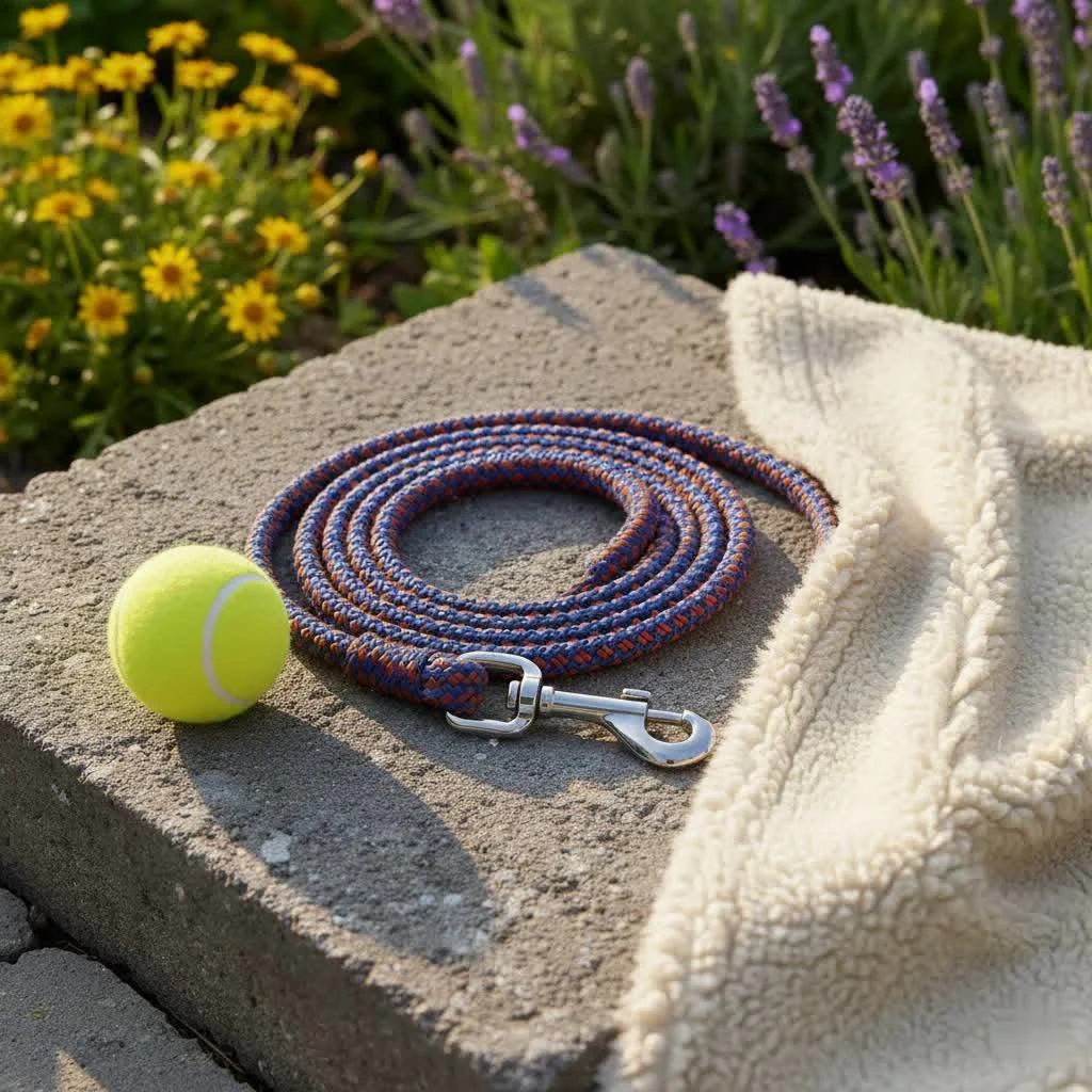 Two dogs walking calmly on a multi-dog leash